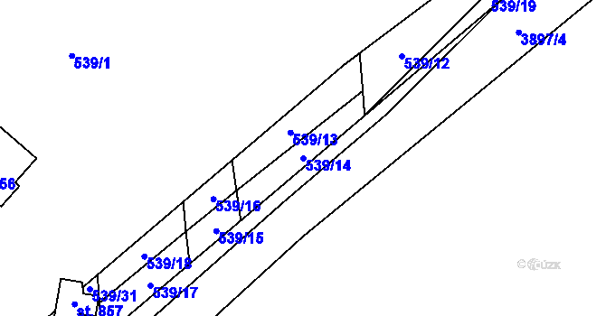 Parcela st. 539/14 v KÚ Stod, Katastrální mapa