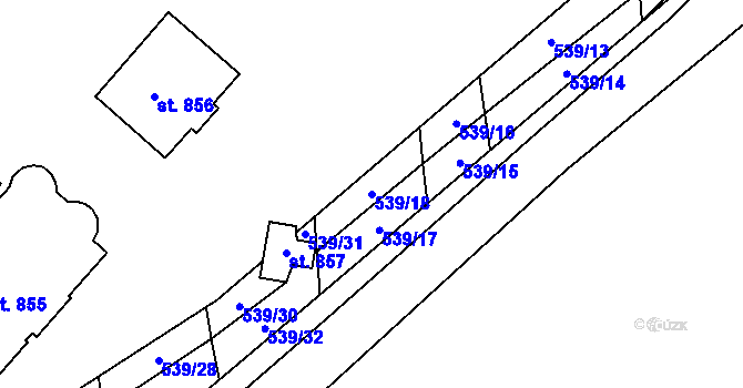 Parcela st. 539/18 v KÚ Stod, Katastrální mapa