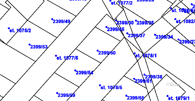 Parcela st. 2399/50 v KÚ Stod, Katastrální mapa