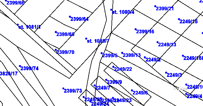 Parcela st. 2399/5 v KÚ Stod, Katastrální mapa