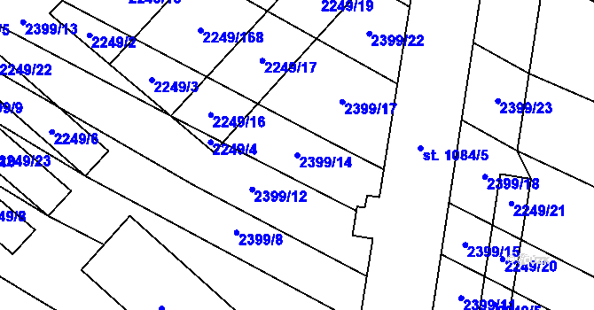 Parcela st. 2399/14 v KÚ Stod, Katastrální mapa