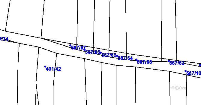 Parcela st. 567/65 v KÚ Stod, Katastrální mapa