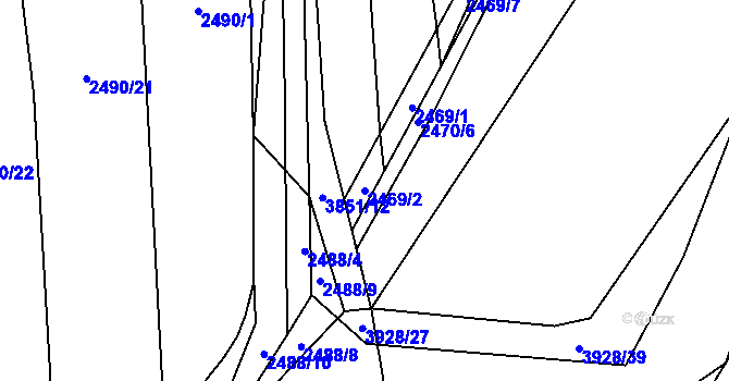 Parcela st. 2469/2 v KÚ Stod, Katastrální mapa