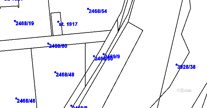 Parcela st. 2469/9 v KÚ Stod, Katastrální mapa