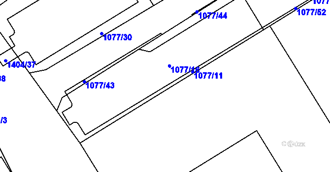 Parcela st. 1077/14 v KÚ Stod, Katastrální mapa