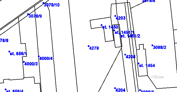Parcela st. 4278 v KÚ Stod, Katastrální mapa