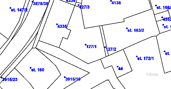 Parcela st. 127/1 v KÚ Stod, Katastrální mapa