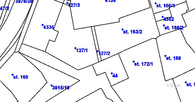 Parcela st. 127/2 v KÚ Stod, Katastrální mapa