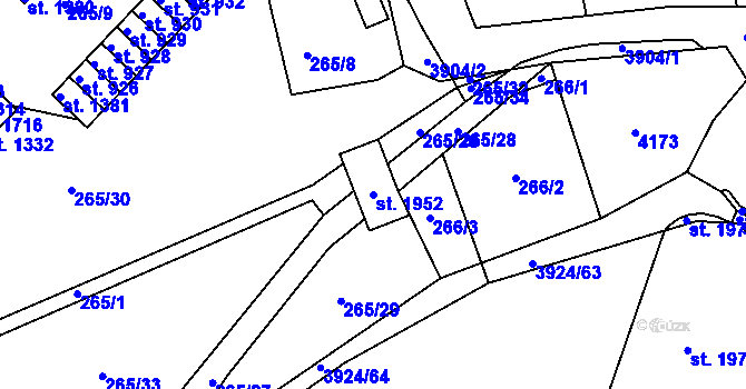 Parcela st. 1952 v KÚ Stod, Katastrální mapa