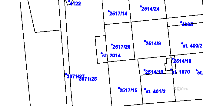 Parcela st. 2014 v KÚ Stod, Katastrální mapa