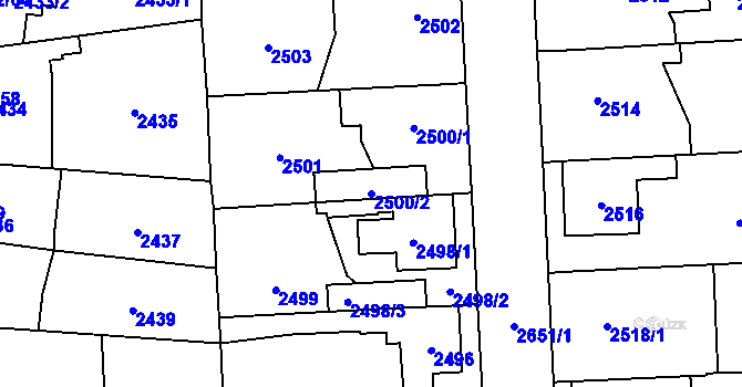 Parcela st. 2500/2 v KÚ Stodůlky, Katastrální mapa