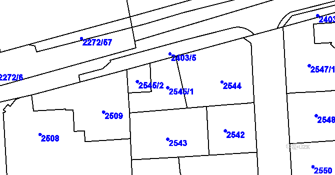 Parcela st. 2545/1 v KÚ Stodůlky, Katastrální mapa