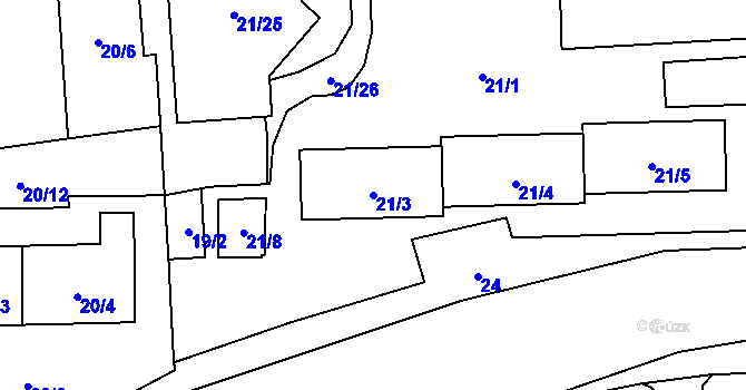 Parcela st. 21/3 v KÚ Stodůlky, Katastrální mapa