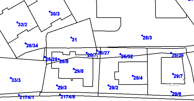 Parcela st. 26/27 v KÚ Stodůlky, Katastrální mapa