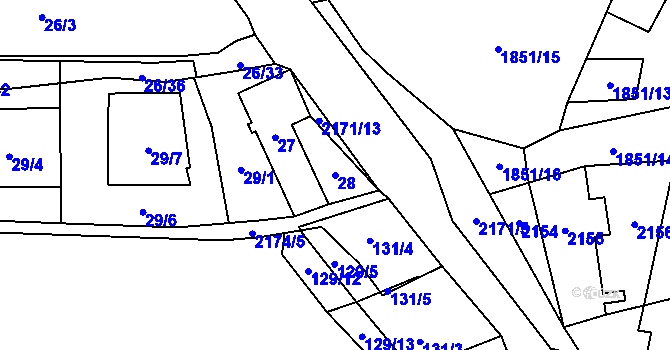 Parcela st. 28 v KÚ Stodůlky, Katastrální mapa