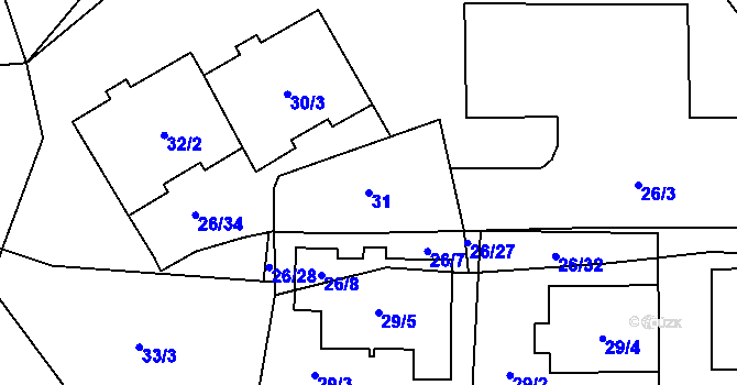 Parcela st. 31 v KÚ Stodůlky, Katastrální mapa