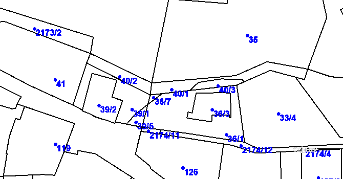 Parcela st. 40/1 v KÚ Stodůlky, Katastrální mapa