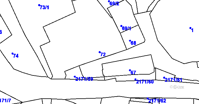 Parcela st. 72 v KÚ Stodůlky, Katastrální mapa