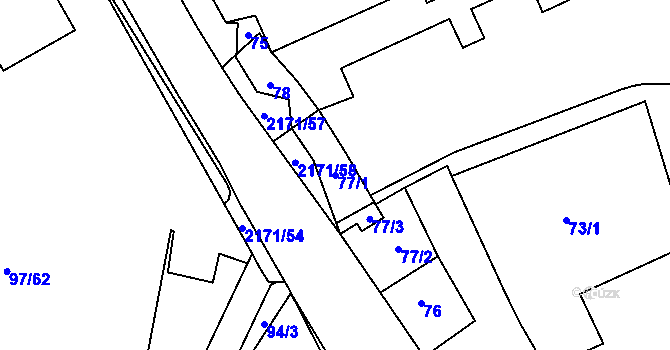 Parcela st. 77/1 v KÚ Stodůlky, Katastrální mapa