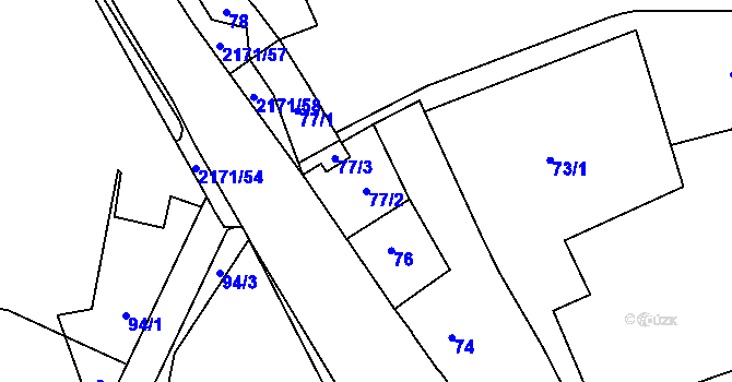 Parcela st. 77/2 v KÚ Stodůlky, Katastrální mapa