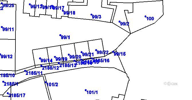 Parcela st. 99/22 v KÚ Stodůlky, Katastrální mapa