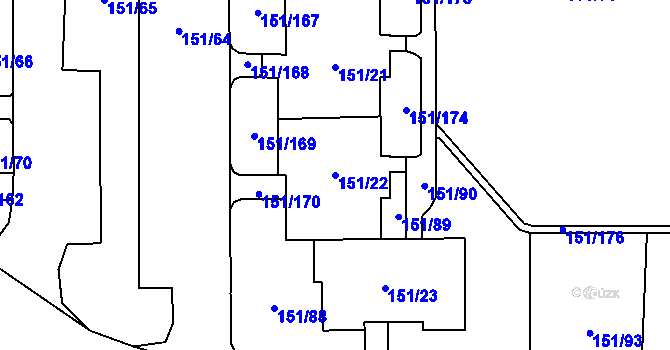 Parcela st. 151/22 v KÚ Stodůlky, Katastrální mapa