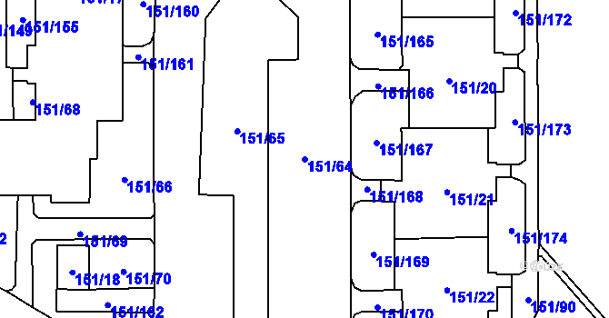 Parcela st. 151/64 v KÚ Stodůlky, Katastrální mapa