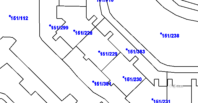 Parcela st. 151/229 v KÚ Stodůlky, Katastrální mapa