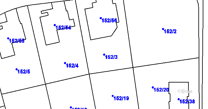 Parcela st. 152/3 v KÚ Stodůlky, Katastrální mapa