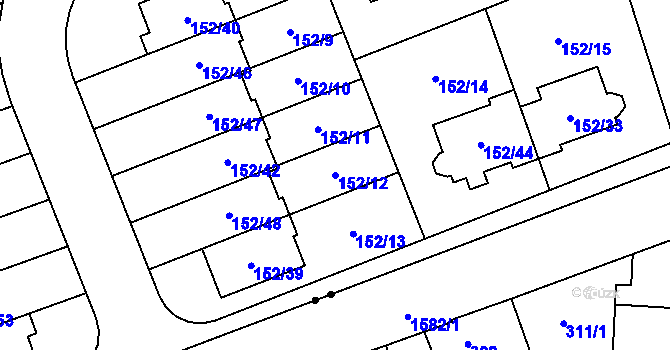 Parcela st. 152/12 v KÚ Stodůlky, Katastrální mapa
