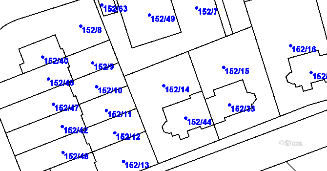 Parcela st. 152/14 v KÚ Stodůlky, Katastrální mapa