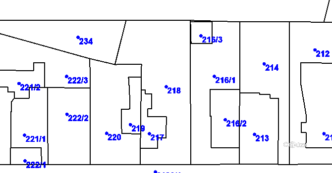 Parcela st. 218 v KÚ Stodůlky, Katastrální mapa