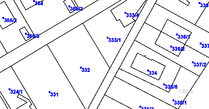 Parcela st. 333/3 v KÚ Stodůlky, Katastrální mapa