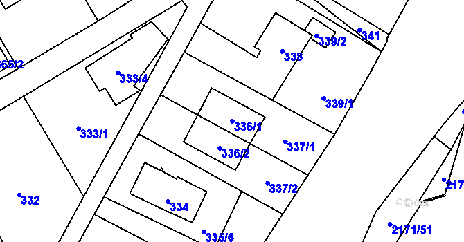 Parcela st. 336/1 v KÚ Stodůlky, Katastrální mapa