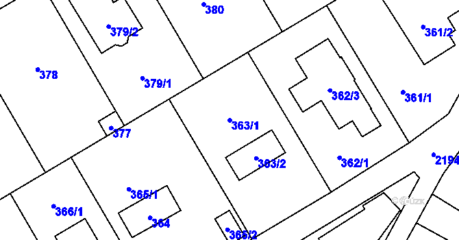 Parcela st. 363/1 v KÚ Stodůlky, Katastrální mapa