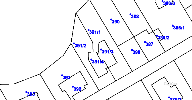Parcela st. 391 v KÚ Stodůlky, Katastrální mapa