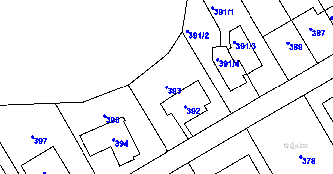 Parcela st. 393 v KÚ Stodůlky, Katastrální mapa