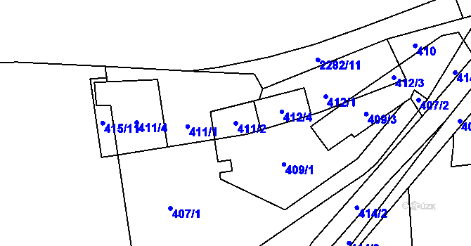 Parcela st. 411/2 v KÚ Stodůlky, Katastrální mapa
