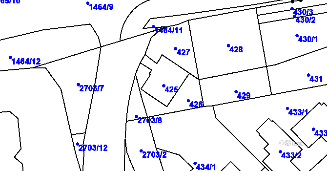 Parcela st. 425 v KÚ Stodůlky, Katastrální mapa