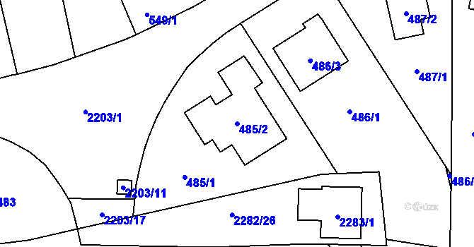 Parcela st. 485/2 v KÚ Stodůlky, Katastrální mapa