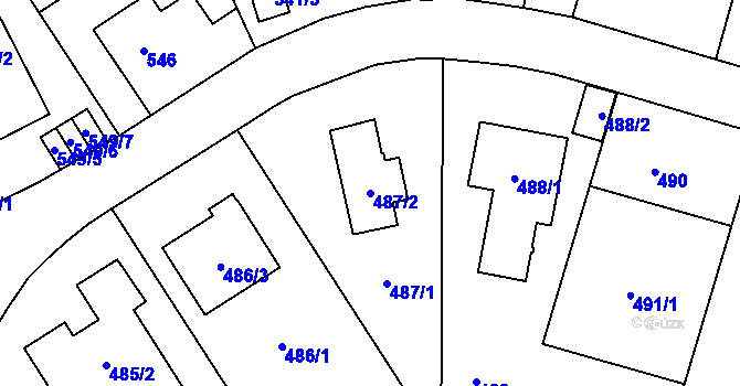 Parcela st. 487/2 v KÚ Stodůlky, Katastrální mapa