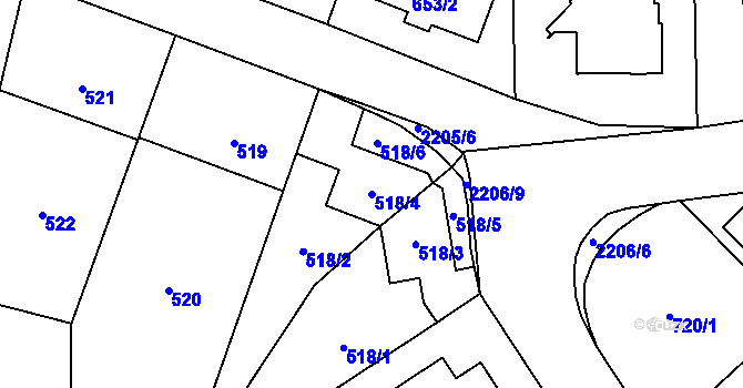 Parcela st. 518/4 v KÚ Stodůlky, Katastrální mapa