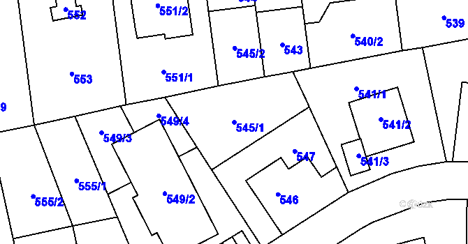 Parcela st. 545/1 v KÚ Stodůlky, Katastrální mapa