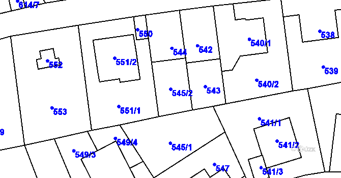 Parcela st. 545/2 v KÚ Stodůlky, Katastrální mapa