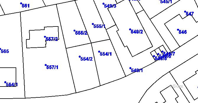 Parcela st. 554/1 v KÚ Stodůlky, Katastrální mapa