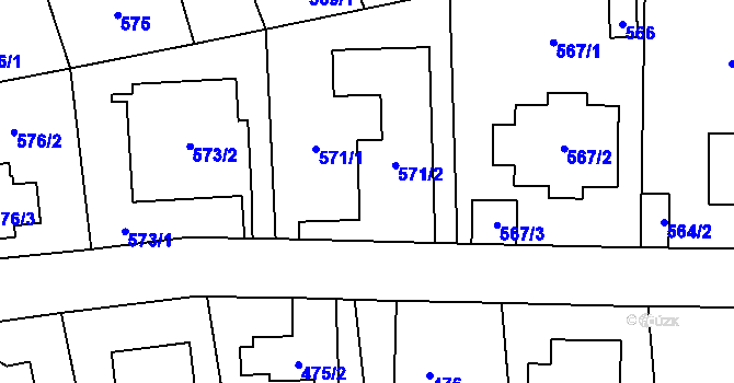 Parcela st. 570 v KÚ Stodůlky, Katastrální mapa