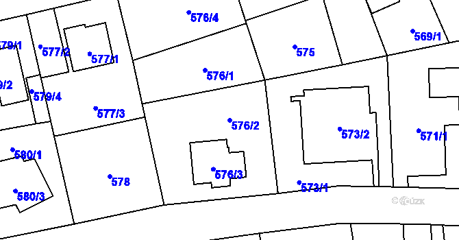 Parcela st. 576/2 v KÚ Stodůlky, Katastrální mapa