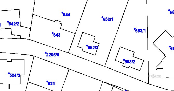 Parcela st. 652/2 v KÚ Stodůlky, Katastrální mapa