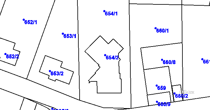 Parcela st. 654/2 v KÚ Stodůlky, Katastrální mapa