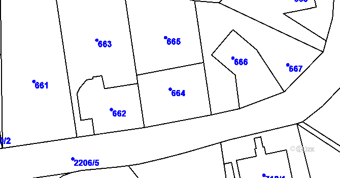 Parcela st. 664 v KÚ Stodůlky, Katastrální mapa